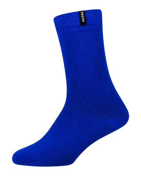 Meia Jacquard lisa azul royal com etiqueta Altai